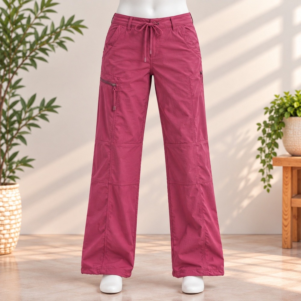 Greys Anatomy Scrub Pants Womens XL Burgundy Wine Cargo Drawstring Pockets